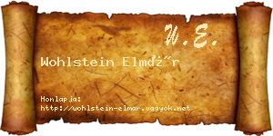 Wohlstein Elmár névjegykártya